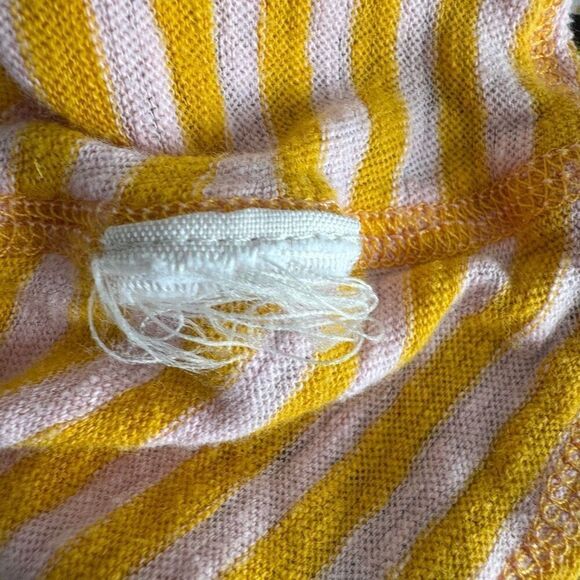 Free People We The Free Striped Take Me Tee Linen Blend Sz Small Boho Oversized - Picture 9 of 9